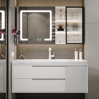 36"- 48" Floating Bathroom Vanity Set with Sink and Defogging Lighting Mirror