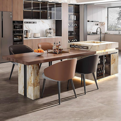 95” - 110” Light Luxury Kitchen Island Include Unique Golden Pattern Design (No Chair)
