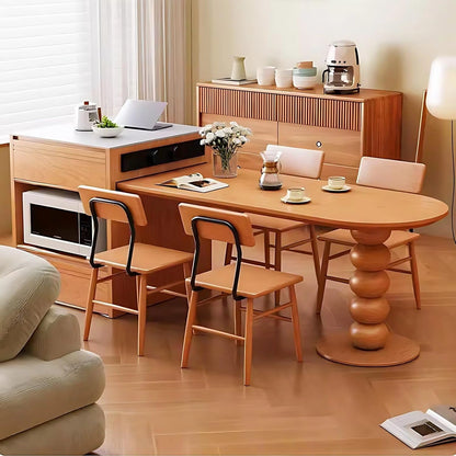 75” - 81” Unique Log Kitchen Island Includes Shaped Table Leg Design (No Chair)