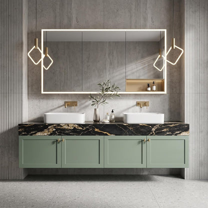 60''-110'' Floating Bathroom Vanity with Sink Includes Sage Green Shaker Front