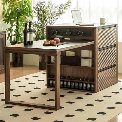 83” - 107” Exquisite Unique Kitchen Island Includes Stripe Texture Design (No Chair)