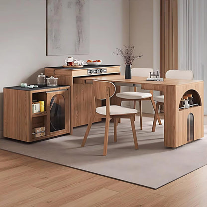 59” Practical Natural Kitchen Island Includes Extra Independent Island