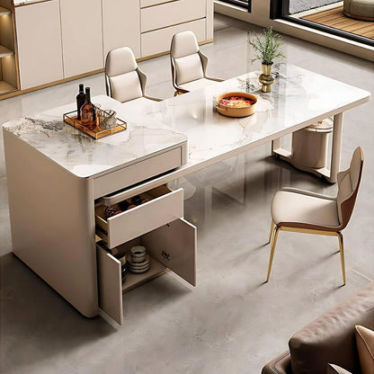 77” - 85” Light Luxury Kitchen Island Includes Extendable Dining Table & Unique Shape Base (No Chair)