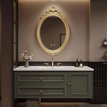 40” - 64” French Vintage Bathroom Vanity Includes Dark Green Cabinet
