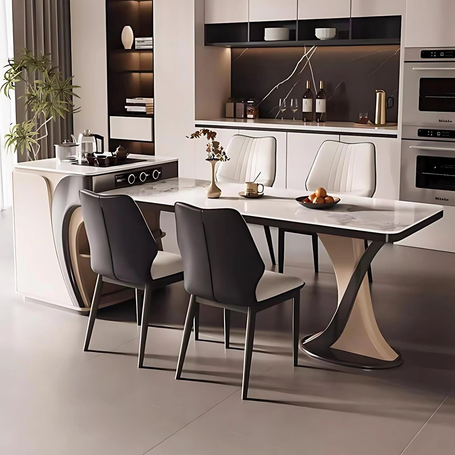 73” - 86” Unique Practical Kitchen Island with Extendable Dining Table Includes Open Shelf (No Chair)
