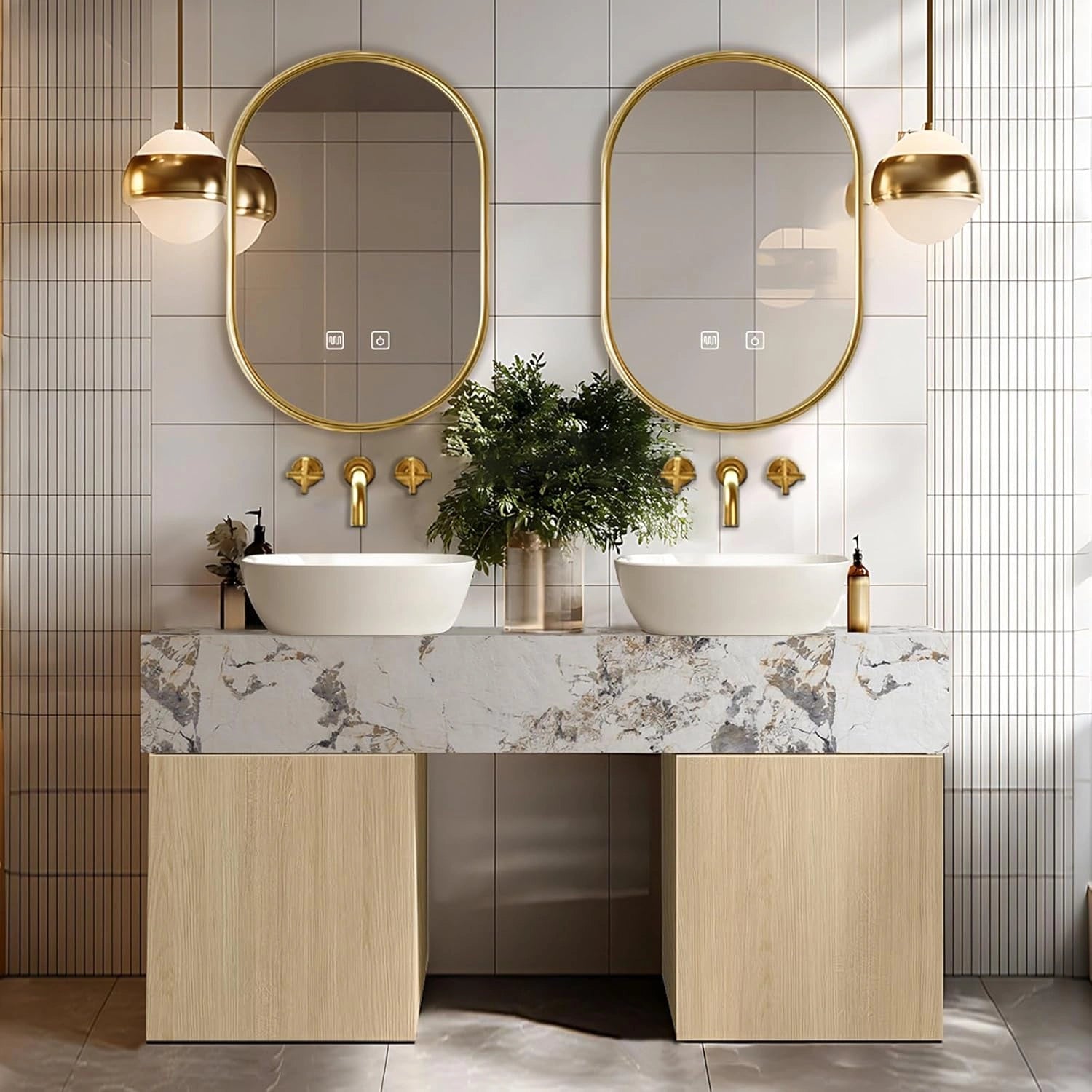 60” - 78” Modern Simple Bathroom Vanity Includes Open Storage Space & Solid Wooden Base