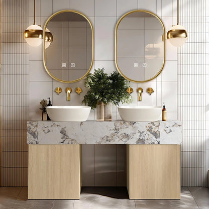 60” - 78” Modern Simple Bathroom Vanity Includes Open Storage Space & Solid Wooden Base