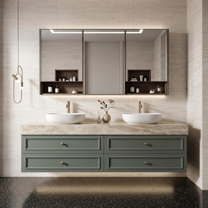 52''-110'' Wall-Mounted Bathroom Vanity with Double Sink Includes  Farmhouse Cabinet