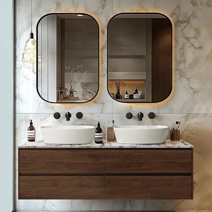 60” - 78” Modern Simple Bathroom Vanity Includes Log Pattern Cabinet