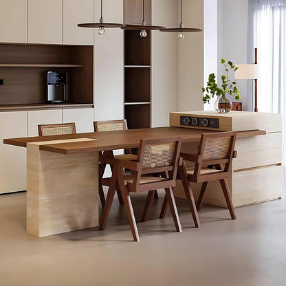 87” - 102” Minimalist Log Kitchen Island Includes Embedded L-Shaped Table Legs (No Chair)