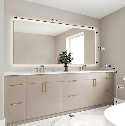 76"- 84" Modern Solid Wood Style Double Sink Bathroom Vanity