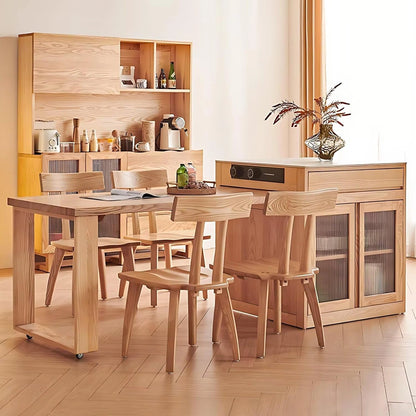 64” Rustic Log Kitchen Island with Storage Includes Slide Rail Socket