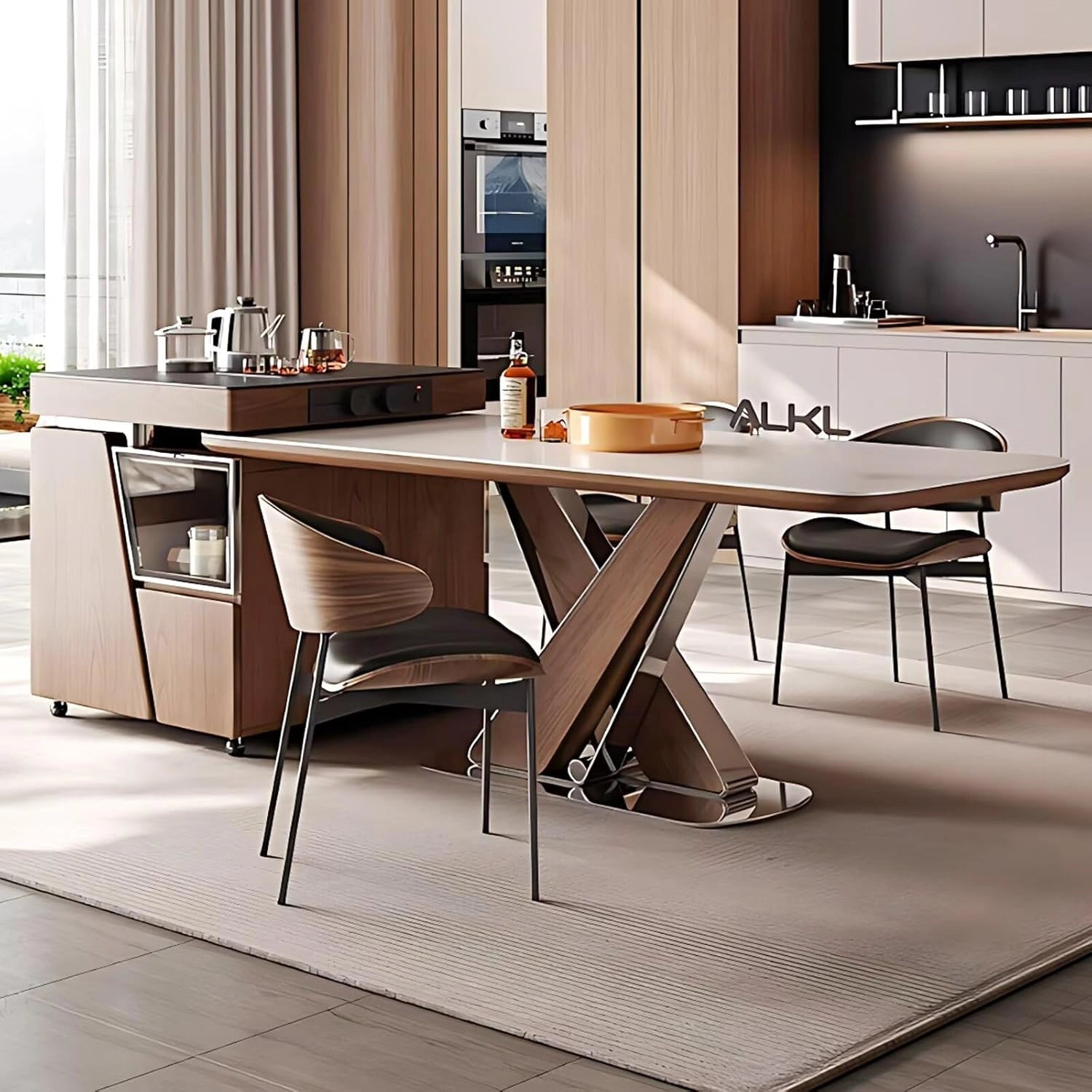 83” - 98” Modern Luxury Kitchen Island Includes Unique Base Design (No Chair)