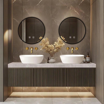 60” - 84” Modern Bathroom Vanity with Striped Wood Cabinet
