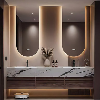 40"-78" Bath vanity with slate countertop smart mirror ceramic basin