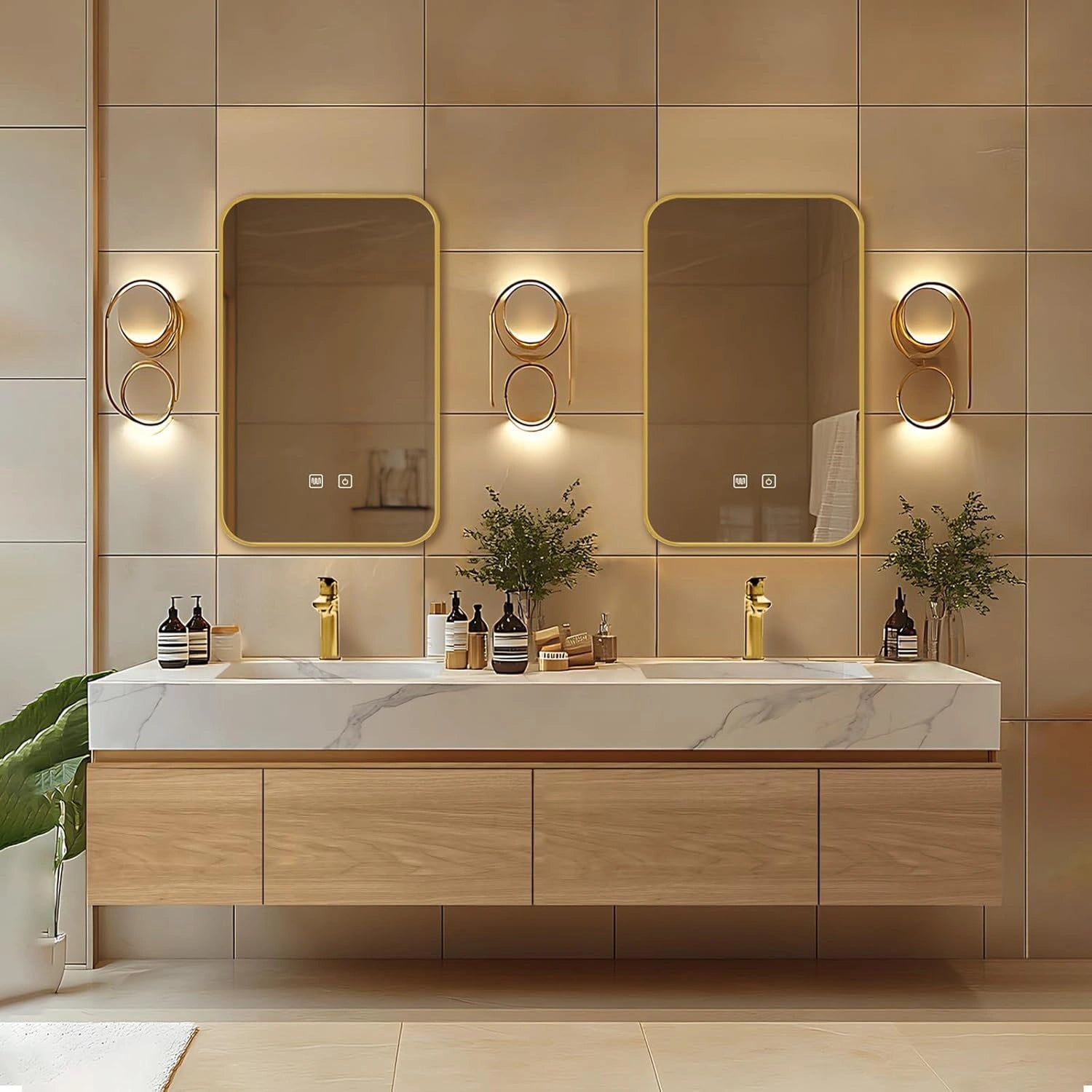 64” - 96” Modern French Bathroom Vanity Includes Integrated Sink