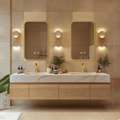 64” - 96” Modern French Bathroom Vanity Includes Integrated Sink