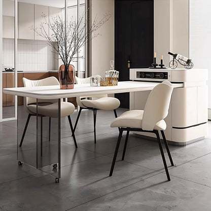 64” - 80” Minimalist Kitchen Island Includes Transparent Table Leg & Spacious Countertop (No Chair)