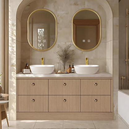 60” - 96” Floor Standing Bathroom Vanity Includes Large Countertop Rock Slabs
