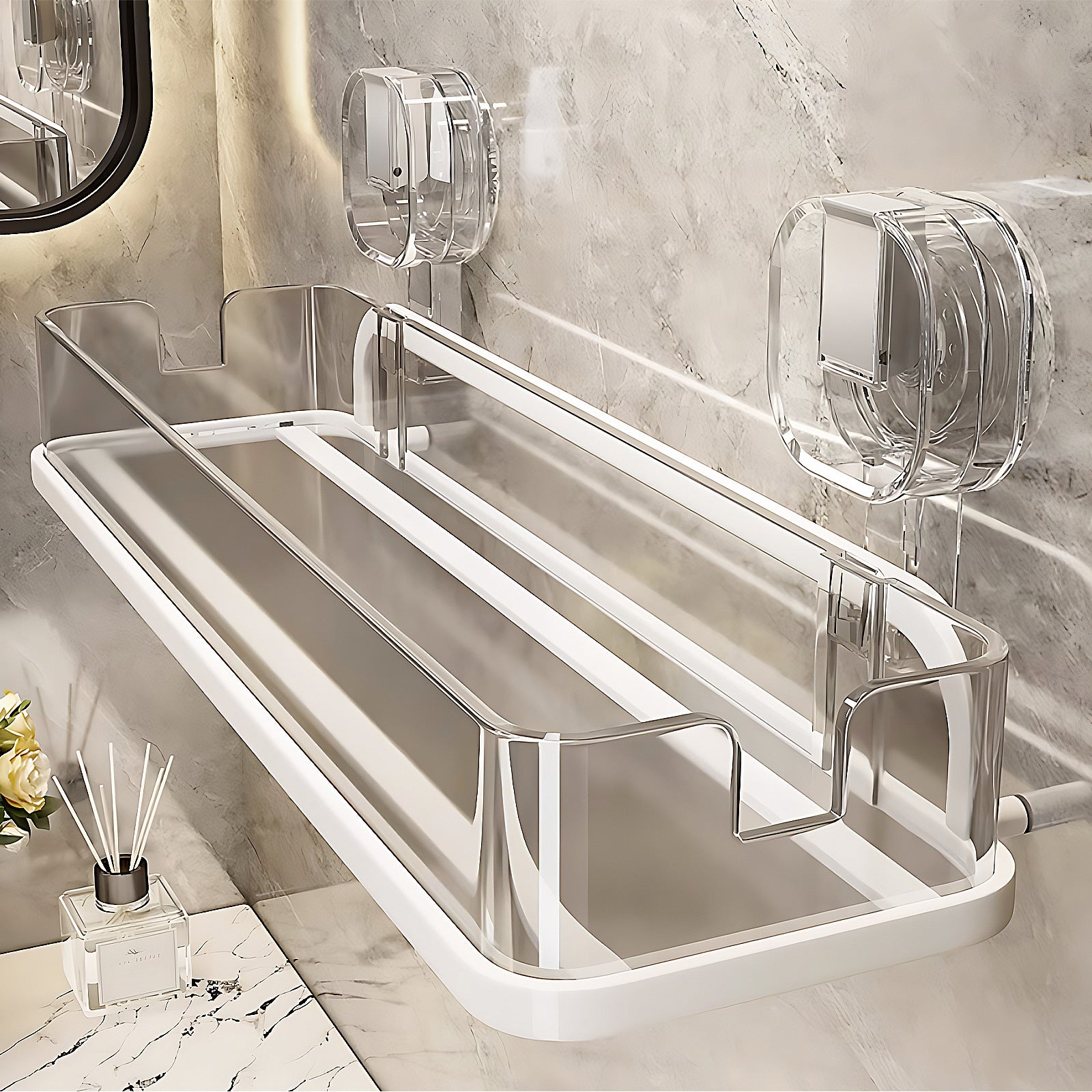 （Can only be shipped together with the bathroom vanity）Suction Cup Storage Rack for Bathroom