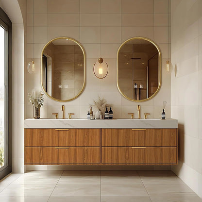 68” - 96” Symmetrical Floating Bathroom Vanity with Double Sinks