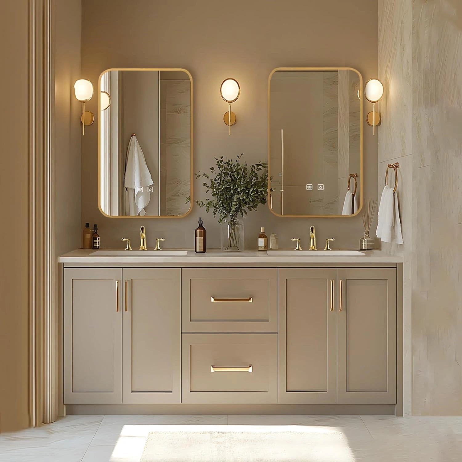 68” - 96” Light Luxury Bathroom Vanity Includes Rectangle Mirror