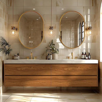 68” - 96” Retro Luxury Bathroom Vanity Includes Symmetrical Drawer