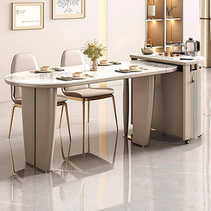 84” - 92” Practical Beige Kitchen Island Includes Wheels & Folding Table (No Chair)