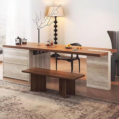 87” - 98” Modern Art Kitchen Island Includes Integrated Design & Sliding Rail Socket (No Chair)