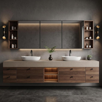 60''-110'' Floating Bathroom Vanity with Sink Includes Wood-toned Drawer Design