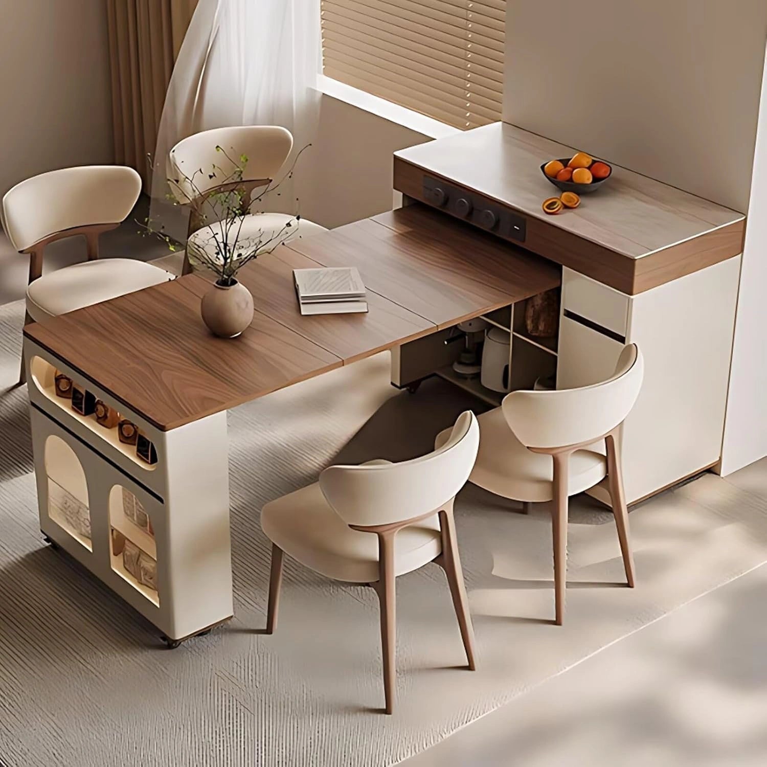 83” Simple Cozy Kitchen Island Includes Folding Dining Table (No Chair)