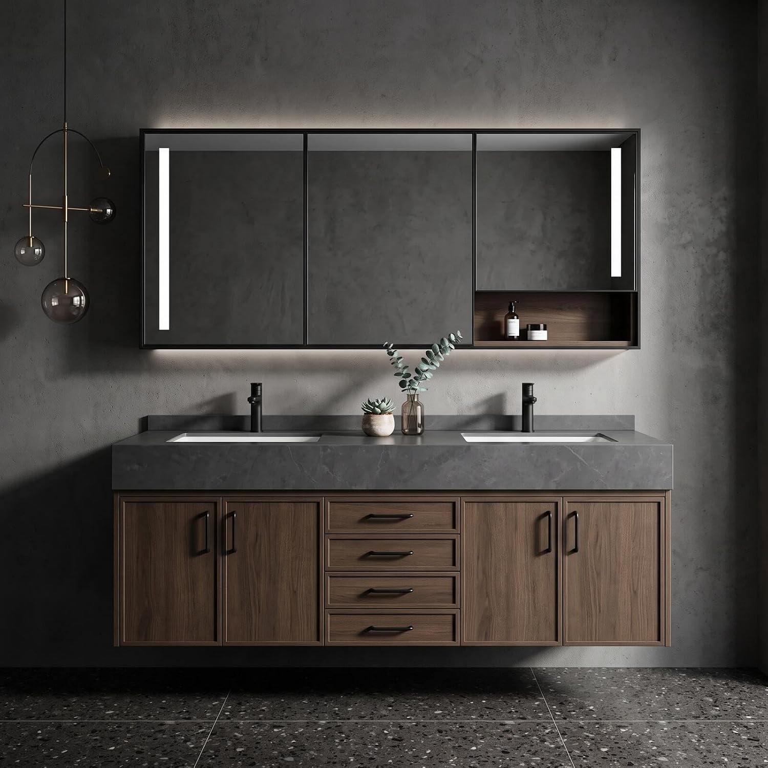 52‘’-110‘’ Luxurious Bathroom Vanity with Double Sinks Includes Wide Frame