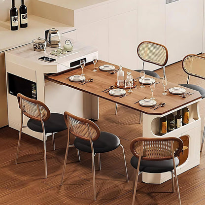 81” White Kitchen Island Includes Solid Wood Tabletop and Slate Countertop (No Chair)