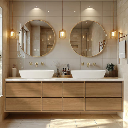 68” - 96” Modern Exquisite Bathroom Vanity with Double Sinks
