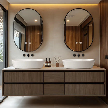 60” - 78” Floating Natural Bathroom Vanity Includes Multiple Wood Grain Drawers