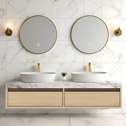 60” - 78” Modern Minimalist Bathroom Vanity Includes Log Style Cabinet