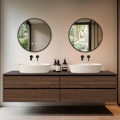 60” - 78” Minimalist Floating Bathroom Vanity Includes Round Mirror