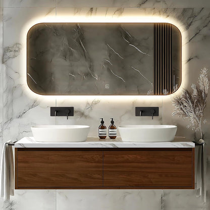 60” - 72” Modern Simple Bathroom Vanity Includes Hidden Handle & LED Smart Mirror