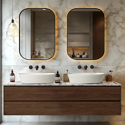 60” - 78” Modern Simple Bathroom Vanity Includes Log Pattern Cabinet