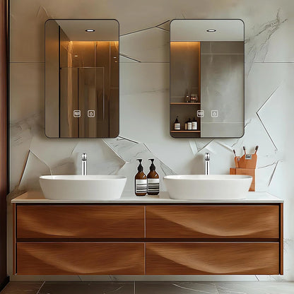 60” - 78” Modern Art Bathroom Vanity with Wave Texture Design