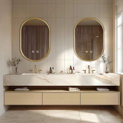 60” - 96” Modern Log Bathroom Vanity with Open Storage Rack