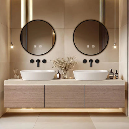 60” – 96” Minimalist Floating Bathroom Vanity with Ceramic Vessel Sinks