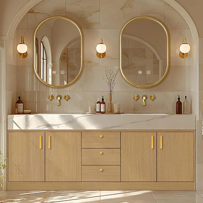 64” - 96” Freestanding Bathroom Vanity Includes Enclosed Space Storage Cabinets