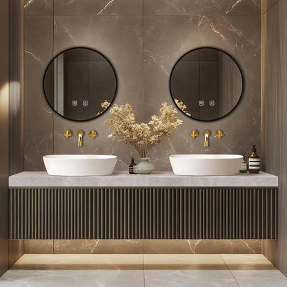 60” - 84” Modern Bathroom Vanity with Striped Wood Cabinet