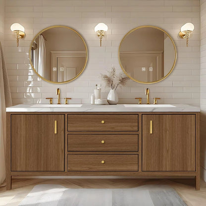 60” - 96” Exquisite Luxury Bathroom Vanity with Smart Defog Mirrors