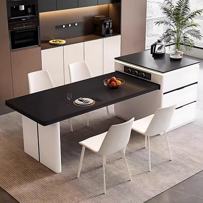 67" - 83" Minimalist Kitchen Island Includes Black and White Simple Design (No Chair)