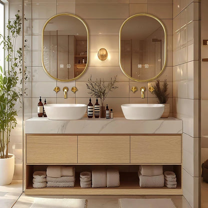 60” - 96” Floor-Standing Bathroom Vanity Includes Solid Wood Open Storage Cabinet