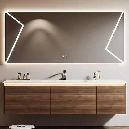 52” - 64” Modern Light Lxury Bathroom Vanity with Marble Pattern Slate Integrated Sink
