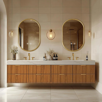 68” - 96” Symmetrical Floating Bathroom Vanity with Double Sinks