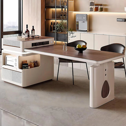 96” Unique Minimalist Kitchen Island Includes Striped Design Island Platform (No Chair)